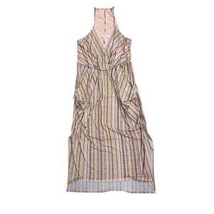 BCBGeneration Womens Multi Color Striped‎ Halter Maxi Dress Pink Yellow Green M